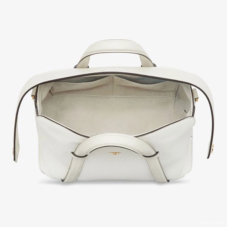 Cheap HOT In 365 White Grained Medium Bag Boston Leather Fendi 0723